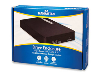 Gabinete HDD Manhattan (130349) 2.5 SATA, USB V3.0 Negro.
