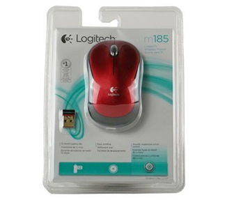 Mouse Optico Inalámbrico Logitech M185, 1000 dpi, Color Rojo
