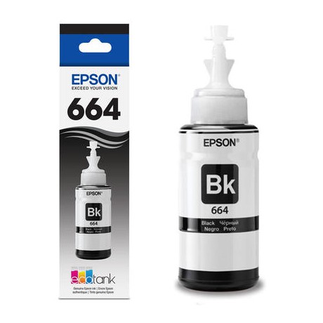 Botella de Tinta Epson T664 Color Negro 70ml Rendimiento Aprox. 4,000 páginas T664120-AL