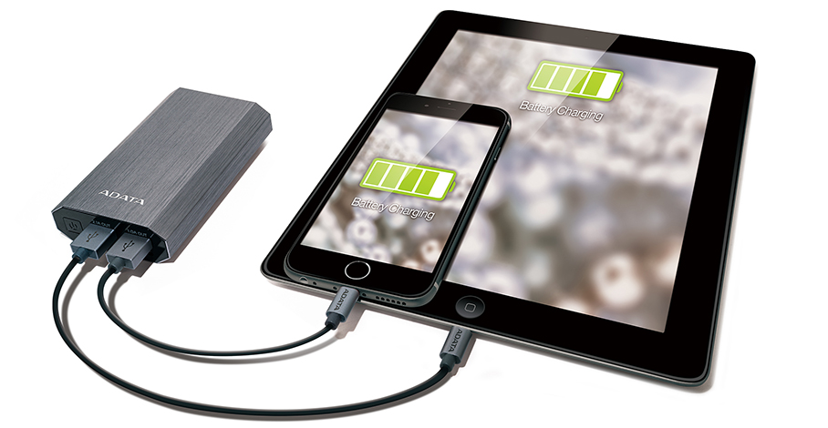 Batería Portátil recargable ADATA A10050 Powerbank de 10,050 mAh. Color Dorado