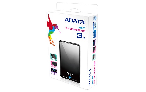 Disco Duro Externo Adata DashDrive HV620, Capacidad 3TB (3,000GB), Interfaz USB 3.1, Color Negro, AHV620-3TU3-CBK