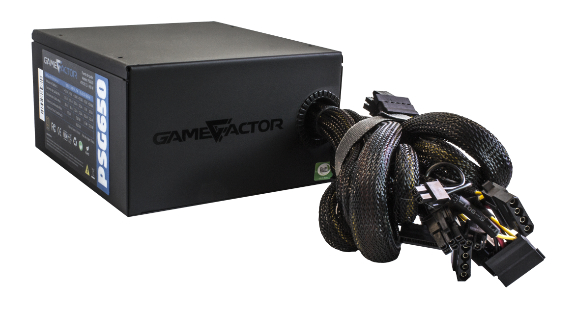 Fuente de Poder Certificada Game Factor PSG650 de 650W, ATX, 80 PLUS® Bronze, 80% de Eficiencia, EN-385896-1