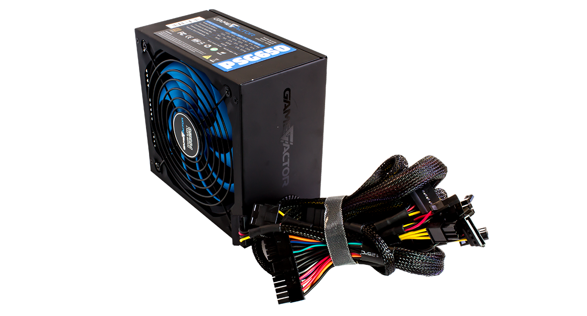 Fuente de Poder Certificada Game Factor PSG650 de 650W, ATX, 80 PLUS® Bronze, 80% de Eficiencia, EN-385896-1