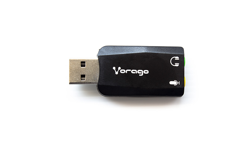 Adaptador Vorago ADP-201 de USB (M) a Jack de Audio y Micrófono (H)