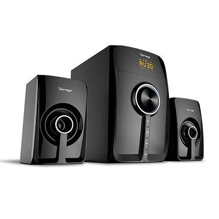Bocinas con Subwoofer SPB-300, Bluetooth / 3.5 mm /  MicroSD / USB / FM, Color Negro, VORAGO® AU-365585-15