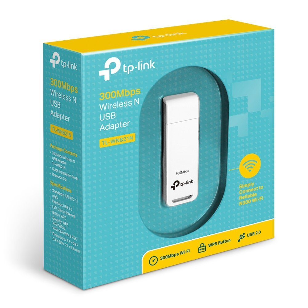Adaptador USB Inalámbrico N 300Mbps, USB 2.0 TP-LINK TL-WN821N