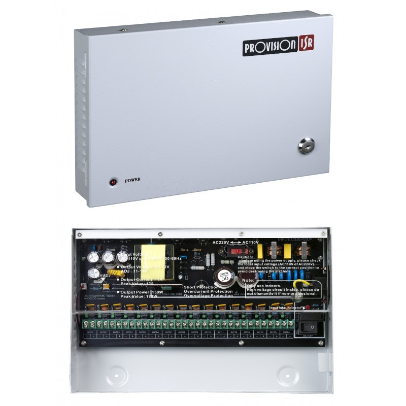 Fuente de Poder de 9 Canales Centralizada |12V/10A | PROVISION ISR ISR-PR10A9CH
