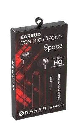 Audífonos C/Micrófono (Manos Libres), Color Space, Conexión 3.5mm, NACEB NA-0305N 