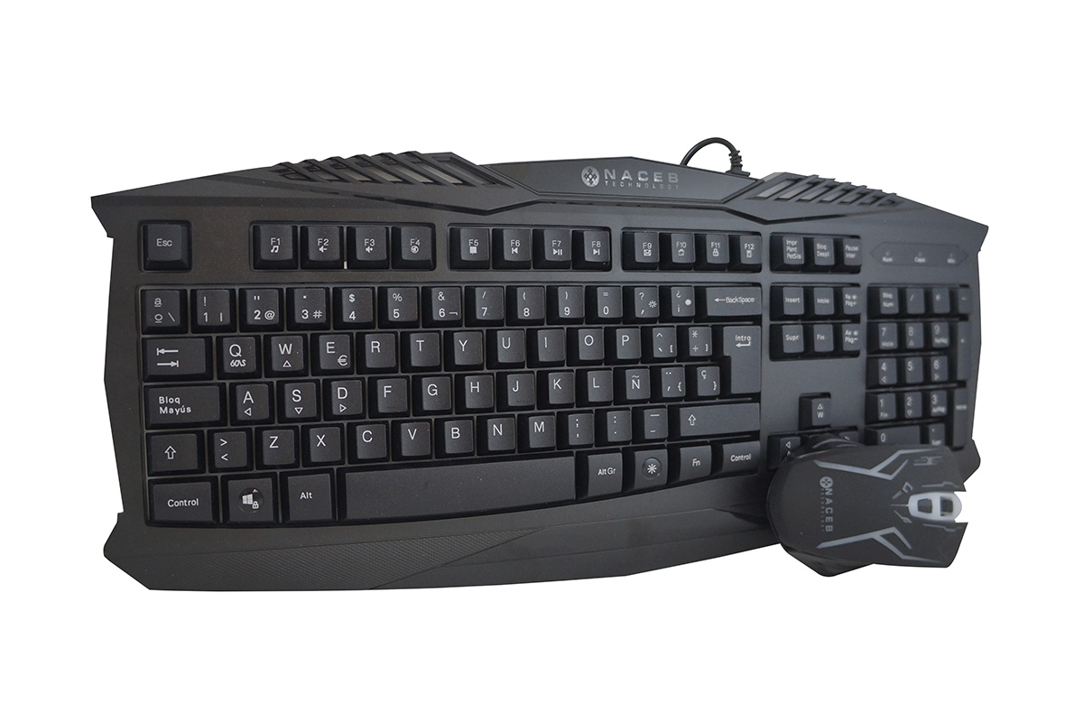 Kit de Teclado y Mouse Alambrico Gamer Naceb Na-617 USB Español Led 4 colores