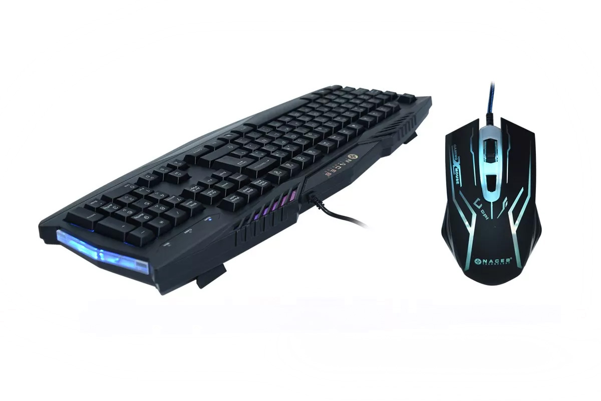 Kit de Teclado y Mouse Alambrico Gamer Naceb Na-617 USB Español Led 4 colores