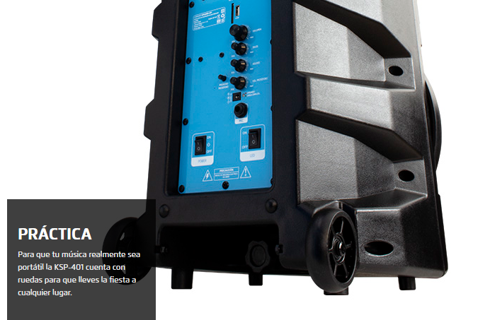 Bocina Portátil Karaoke Vorago KSP-401 50W Recargable 3.5mm Bluetooth / USB / SD / FM Micrófono Negro, AU-365874-22