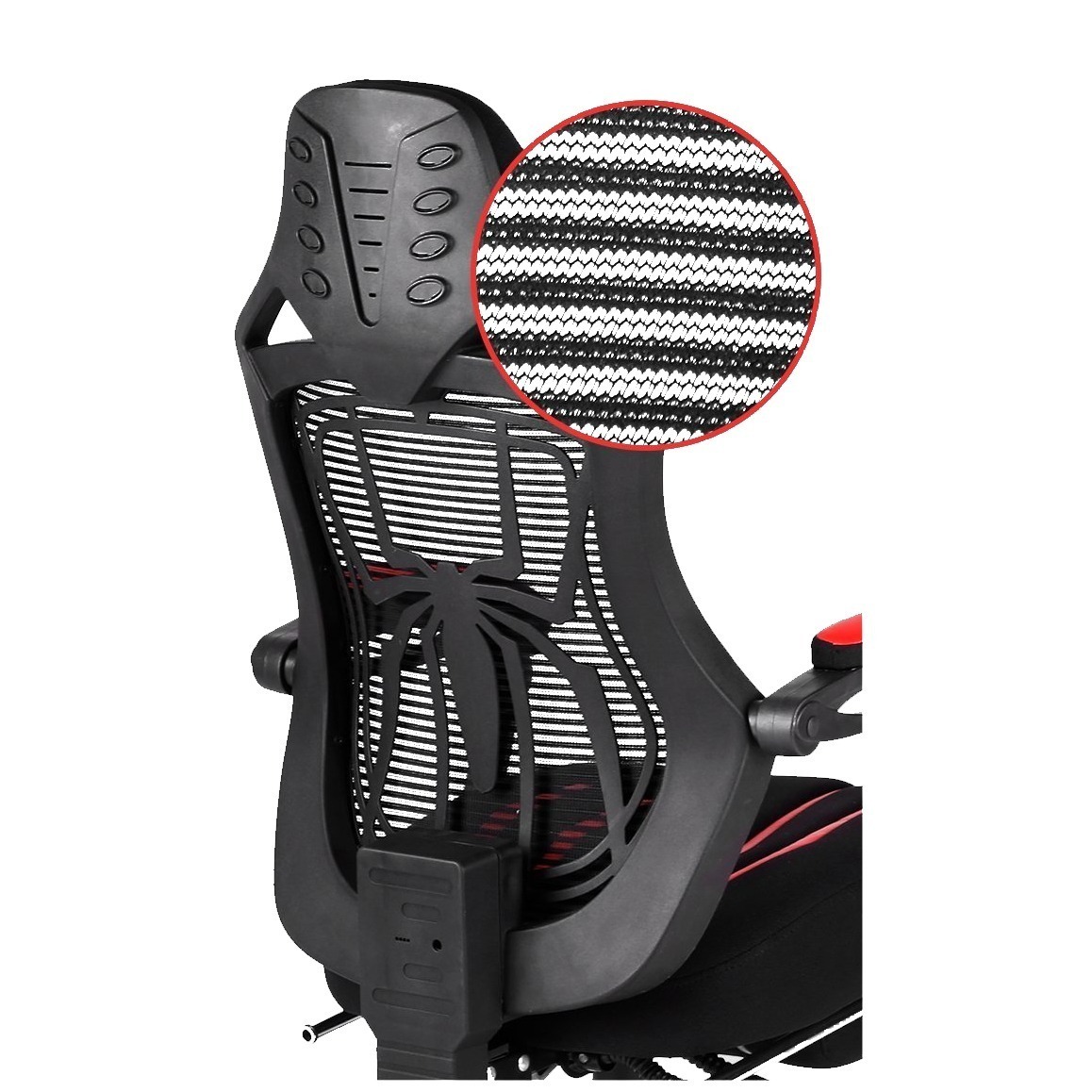 Silla Gamer by NACEB Mod. Sport Spider, Color Negro / Rojo, C/Descansa Pies, Reforzada, NA-0928