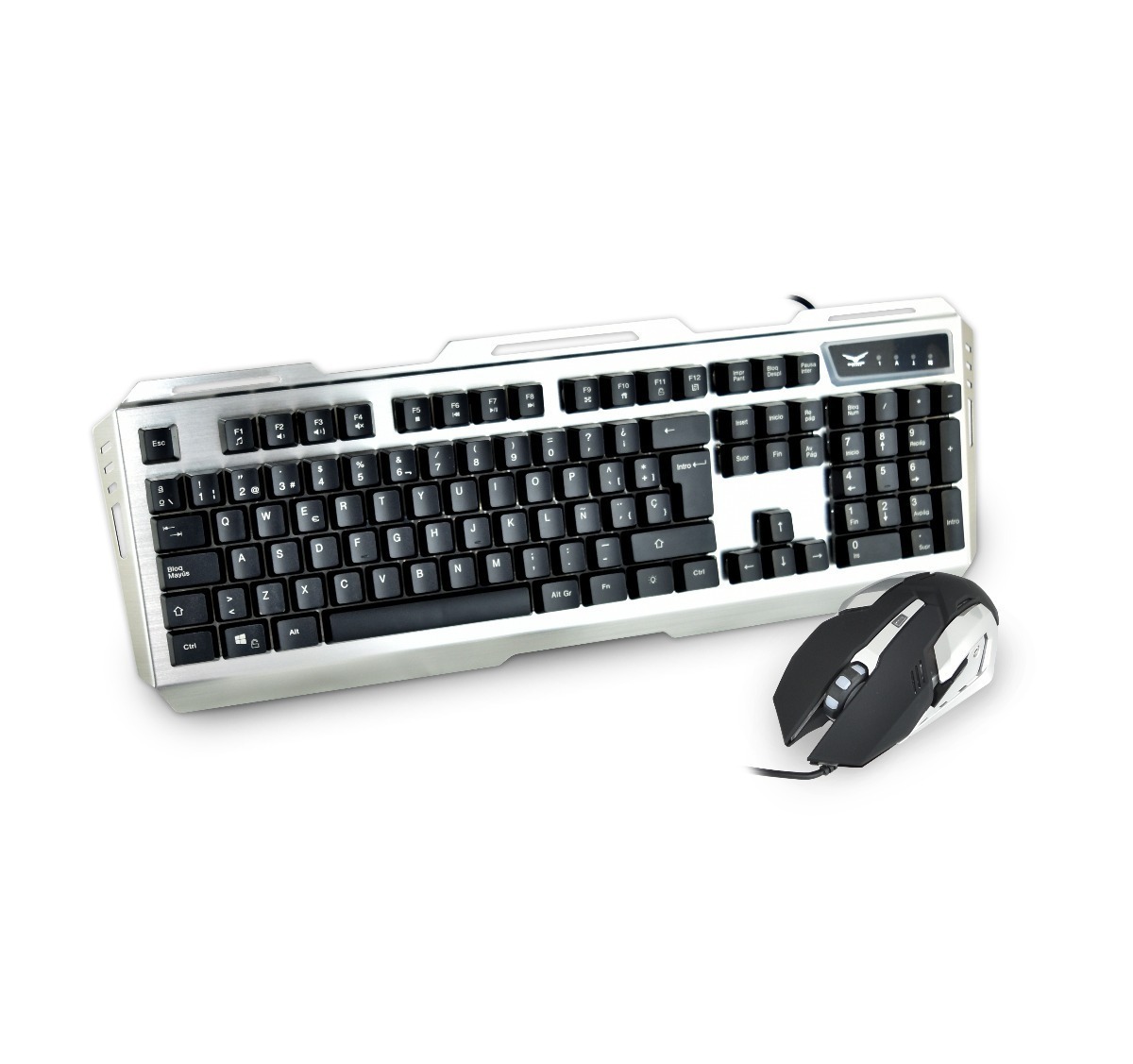 Kit Gamer de Teclado y Mouse Naceb NA-0911, Alámbrico, USB, Gris (Español)