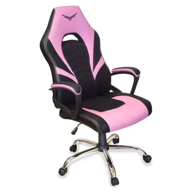 Silla Gamer by NACEB Mod. Titan, Color Rosa, Base de Metal, Semi Reclinable, Naceb NA-0935R