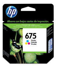 Cartucho de Tinta Original 675, Color TriColor, Rendimiento Aprox. 250 Páginas, HP CN691AL