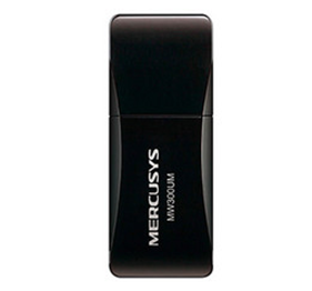 Adaptador USB - WiFi, N 300Mbps, Color Negro,Tamaño Nano, MERCUSYS MW300UM