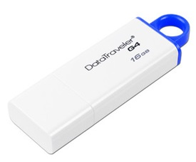 Memoria Flash USB 3.0, DataTraveler I G4, Capacidad 16GB, Color Blanco/Azul, KINGSTON DTIG4/16GB