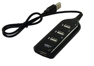 HUB USB 2.0 de 4 puertos, Easy Tech, color negro