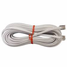 Cable Telefonico con 2 Conectores RJ11 (Macho), 4 Hilos, Longitud 10 Metros, Color Marfil, 304-030