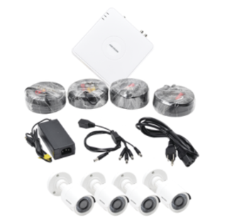 Kit de Video Vigilancia, 1 DVR 4 Canales TurboHD + 4 Cámaras 720p Bullet, 4 Juegos de cable de 18 Metros, 1 Fuente de poder, HIKVISION HIK720KIT4
