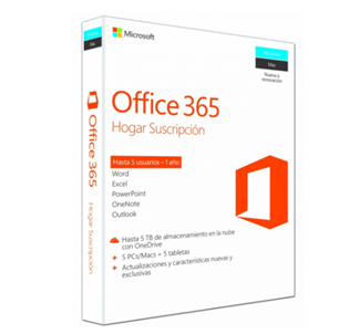 Microsoft Office 365 Hogar Premium Español, 32/64-bit, 1 Usuario, 5 Dispositivos, 1 Año, para Windows/Mac 6GQ-00049/6GQ-00790