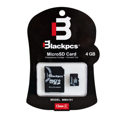 Tarjeta MicroSD, Capacidad 4GB, Clase 4, Incluye adaptador Micro SD, BLACKPCS MM4101-4