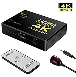 Selector HDMI de 3 entradas 1 Salida, con control remoto, 4K, SW-HDMI3-4K