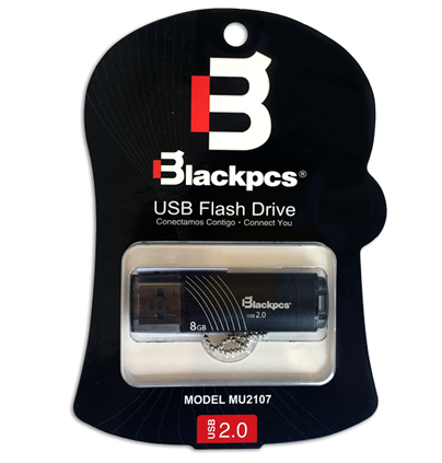 Memoria USB | Capacidad 16GB | Modelo MU2107 | USB 2.0 | Color Negro | Blackpcs MU2107BL-16