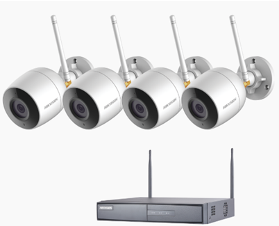 Kit de Video Vigilancia, 1 DVR 4 Canales IP + 4 Cámaras bala (exterior IP66), HIKVISION KHWIFI4B