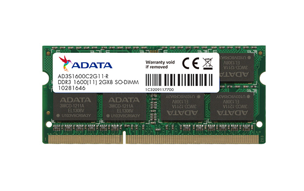 Memoria RAM DDR3 SO-DIMM PC3-12800 (1600MHz), 4GB, 1.5V, CL11, ADATA AD3S1600W4G11-S