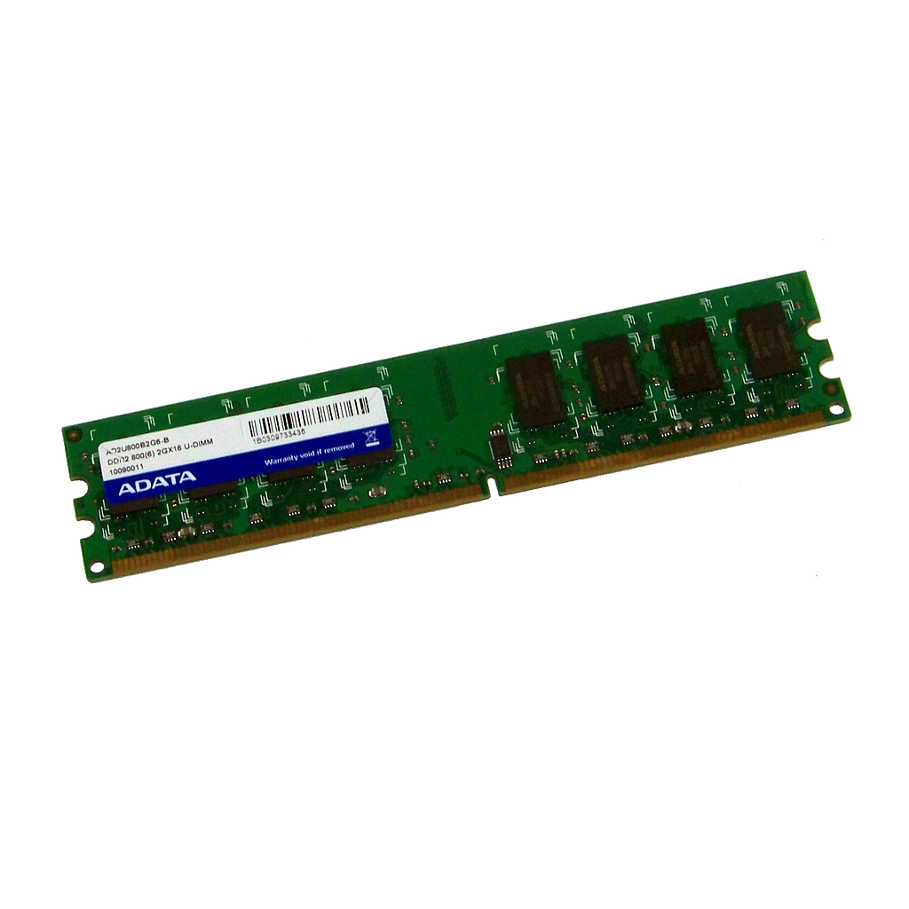 Memoria RAM DDR2 U-DIMM, PC-6400 (800MHz), 2GB, 1.8V, CL6, ADATA AD2U800B2G6-S