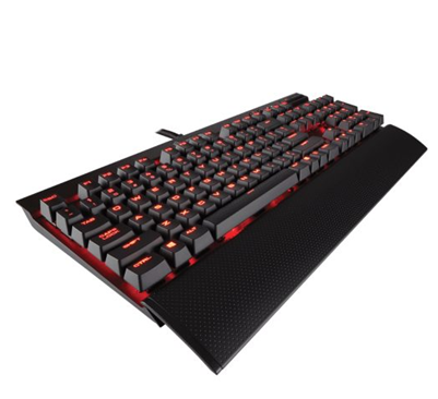 Teclado Gamer K70 LED Red, Teclado Mecánico, Cherry MX Red, Alámbrico, Negro, Distribución Inglés, CORSAIR CH-9101020-NA