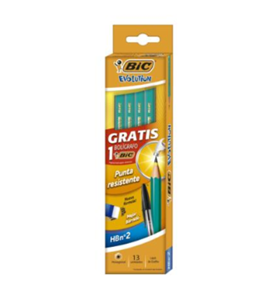 Lapices de Grafito Modelo Evolution, Dureza HB (# 2), 12 Piezas, Hexagonal, Resina, BIC 944906