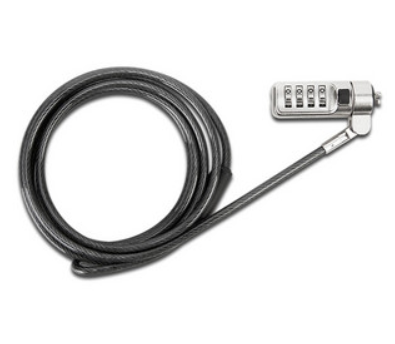 Candado de seguridad Targus Defcon Mini Key de combinación, para slots mini, acero galvanizado, 1.98m, Color Negro/plata, ASP66GLX 