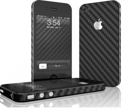 Black Carbon Fiber Full Body Wrap Slickwraps para Iphone4
