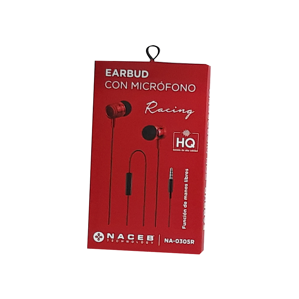 Audífonos, Conexión 3.5 mm, Micrófono Integrado, Color Rojo, Longitud Cable 1.2 Metros, NACEB NA-0305R