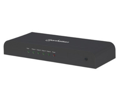 Splitter de Vídeo HDMI, 1 Macho (In), 4 Hembras (Out), Soporta 4K, MANHATTAN 207515