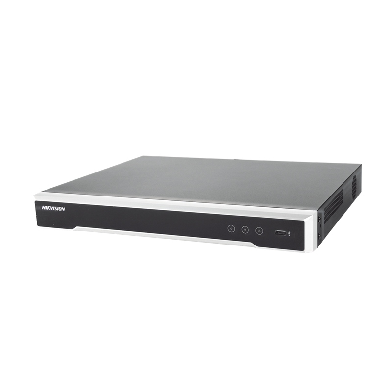 NVR 8 MP (4K), 16 canales IP, 16 Ptos PoE+, 2 Bahías HDD, Switch PoE 300 mts, HDMI 4K, HIKVISION DS-7616NI-K2/16P