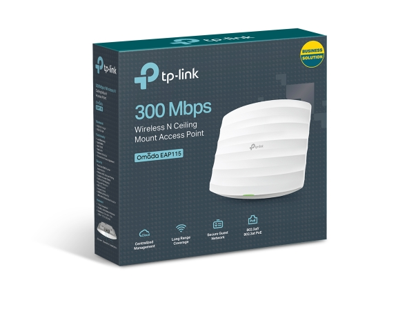 Punto de Acceso Inalámbrico (Access Point), N 300Mbps, 2 Antenas 4dBi (Internas), Montaje de Techo, TP-LINK EAP115-OMADA