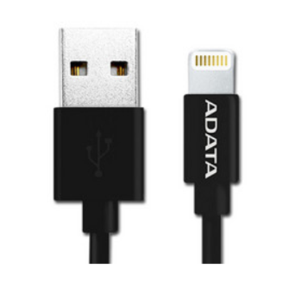 Cable Adata Lightning a USB, 1m. Color Negro, AMFIPL-100CM-CBK