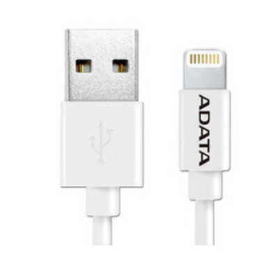 Cable Adata Lightning a USB, 1m. Color Blanco, AMFIPL-100CM-CWH