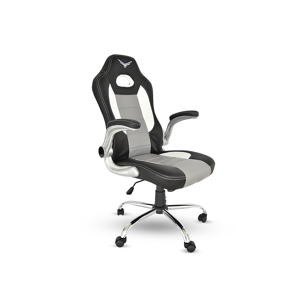 Silla Gamer Modelo Pilot, Semi Reclinable, Color Gris / Negro, Max. 120 Kg, NACEB NA-0907G