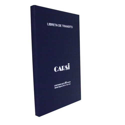 Libreta de Transito, Pasta Dura, 80 Hojas, CARSI 9352