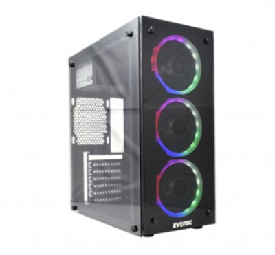 Gabinete Gamer EVOTEC CRISTAL EV-1007, Gabinete, ATX, Negro, 600W