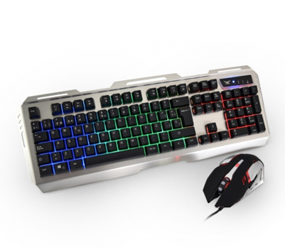 Teclado y Ratón (Mouse) Gamer, 19 Teclas Antighosting / 5 Botones, Iluminación RGB, Alámbricos (USB), NACEB NA-0911