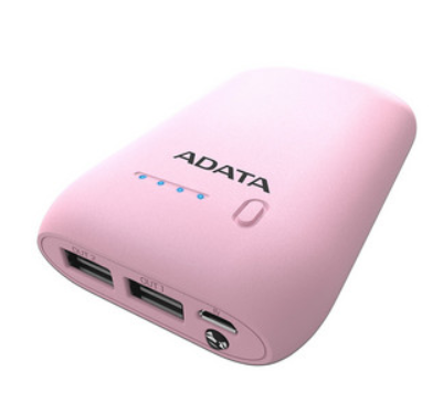 Batería Portátil recargable ADATA Power bank de 10,050 mAh para Smartphones y Tablets, 2 x  USB, Color Rosa, AP10050-DUSB-5V-CPK