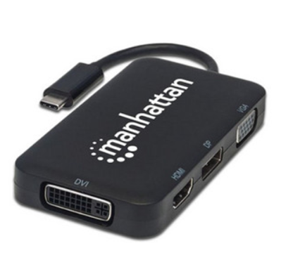 Adaptador de Video USB-C - HDMI / VGA / DisplayPort / DVI (M-H), MANHATTAN 152600