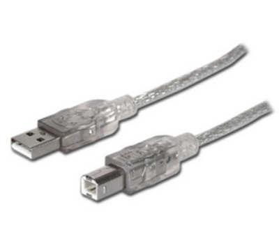 Cable de Datos Para Impresora USB-A - USB-B (M-M), Color Plata, Longitud 5.0 Metros, MANHATTAN 345408