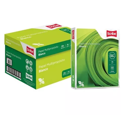 Caja de Papel Bond Tamaño Carta, Color Blanco, 75 Gramos, Blancura 93%, Contenido 10 Remas de 500 Hojas C/U, SCRIBE 3542