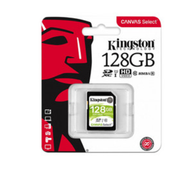 Tarjeta SDXC, Modelo Canvas Select Plus, Capacidad 128GB, Clase 10, KINGSTON SDS/128GB